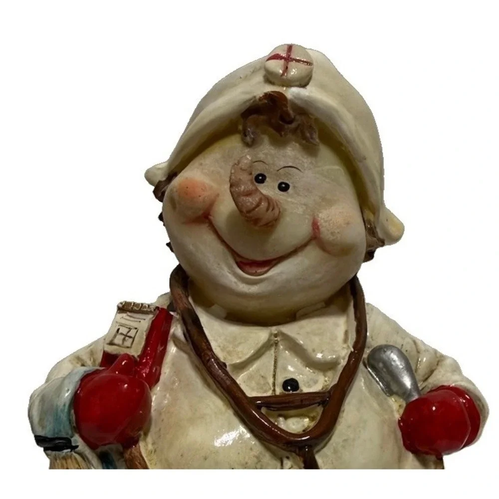 Christmas Snowman Nurse Figurine Resin Holiday Medical Stethoscope 6